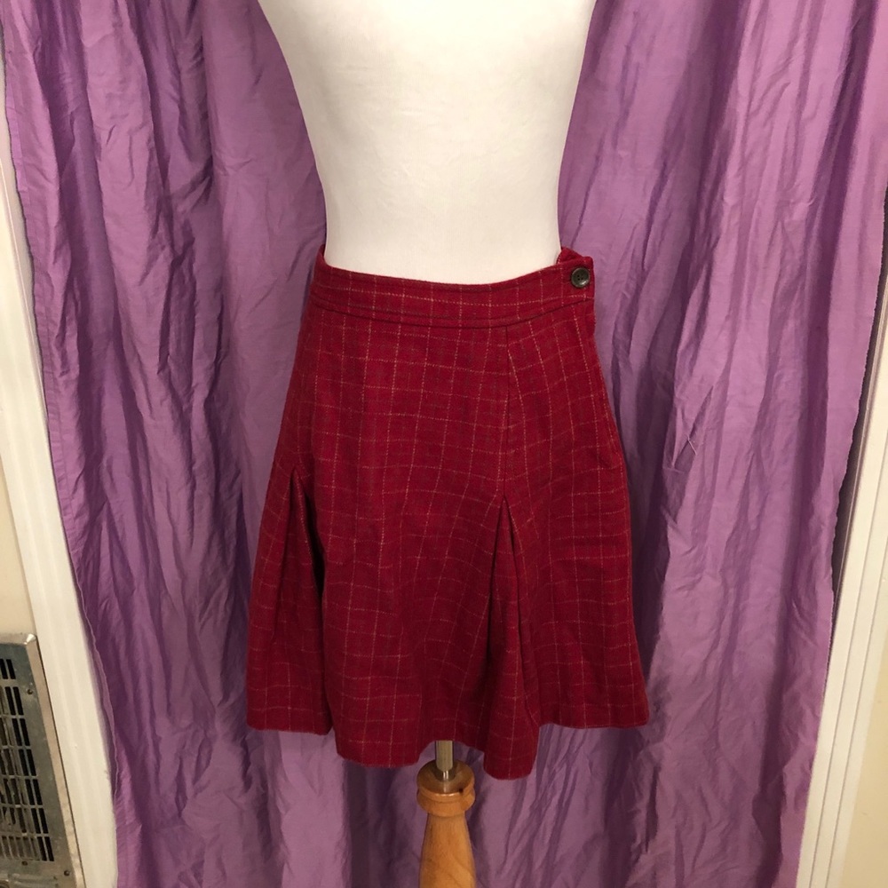 J. Crew Wool Red Plaid Skirt
